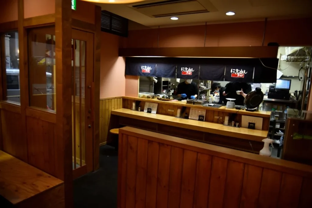 The eat-in seating offers a cozy atmosphere.