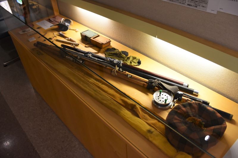 釧路湿原美術館に展示されている釣り道具