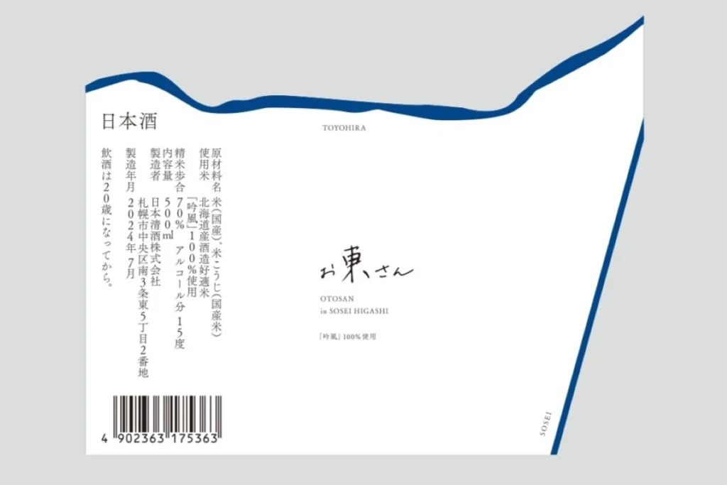 上部に豊平川、右側に直線の創成川を表現した「お東さん」のラベル。