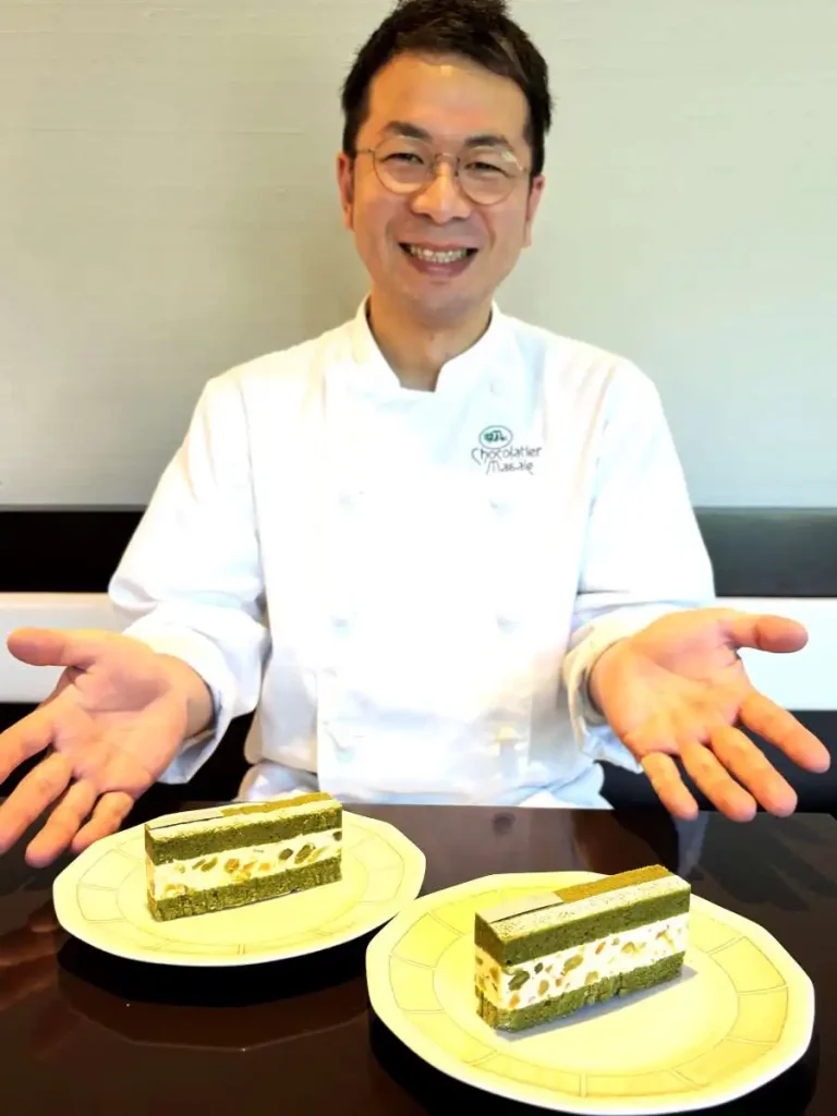 ショコラティエマサールで販売されるサッポロミドリを使ったケーキ「ミゼラブル」